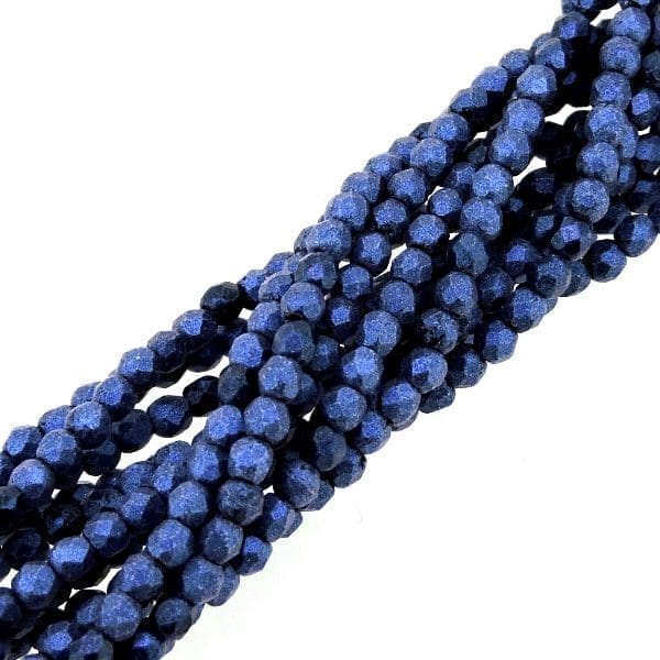 Fire Polished Faceted 2mm Round Beads 50pcs – Mtlc Suede Blue
