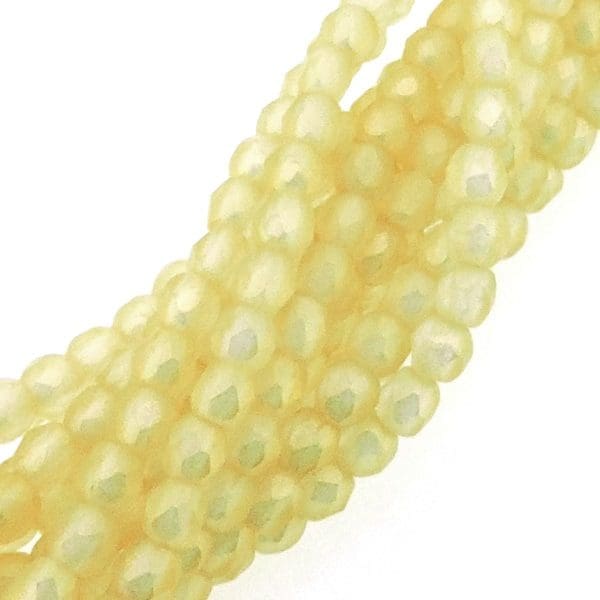 Fire Polished Faceted 2mm Round Beads 50pcs – Sueded Gold Lame