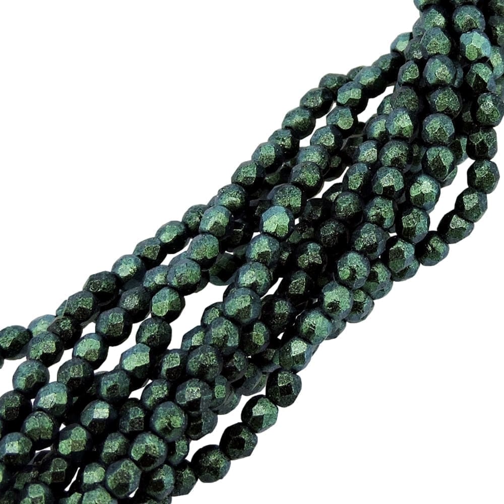 Fire Polished 2mm Faceted Round Beads 50pcs – Polychrome Aqua Teal