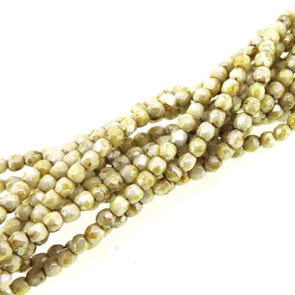 Fire Polished Faceted 2mm Round Beads 50pcs – Opaque Luster Picasso