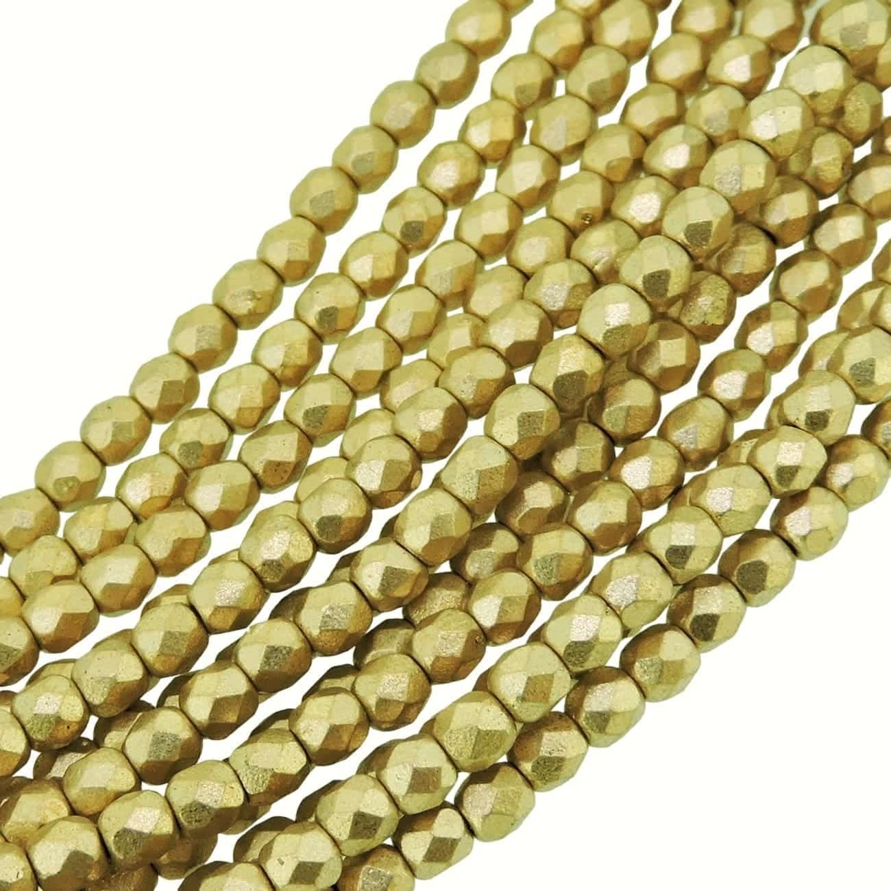 Fire Polished Faceted 3mm Round Beads 50pcs – Aztec Gold