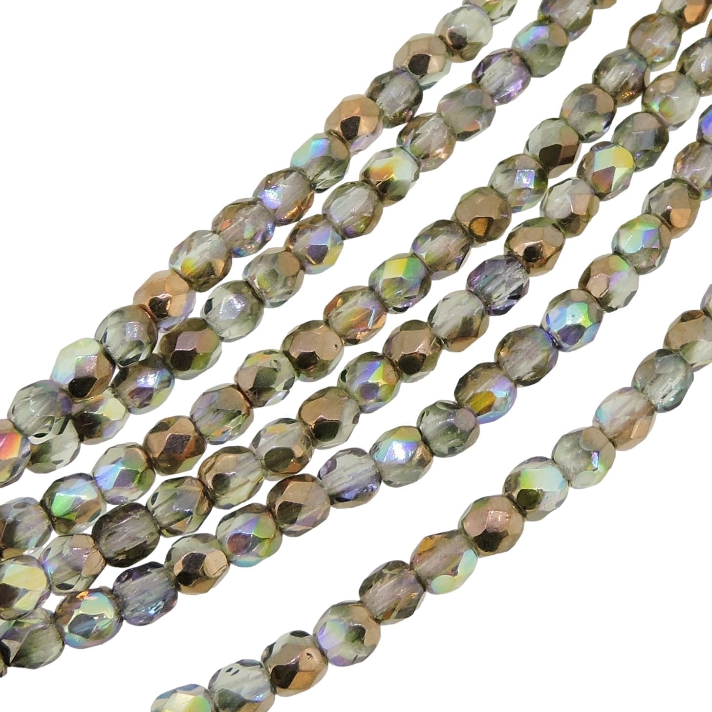 Fire Polished Faceted 3mm Round Beads 50pcs – Crystal Copper Rainbow