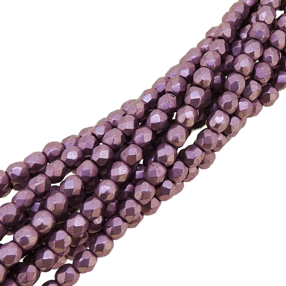 Fire Polished Faceted 3mm Round Beads 50pcs – Sueded Gold Orchid