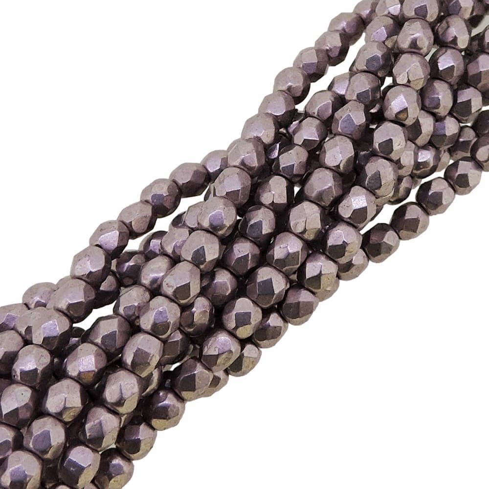 Fire Polished Faceted 3mm Round Beads 50pcs – Sueded Gold Black Pearl