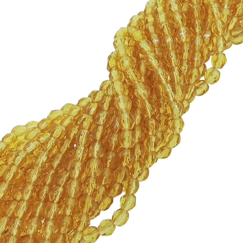 Fire Polished Faceted 3mm Round Beads 50pcs – Medium Topaz