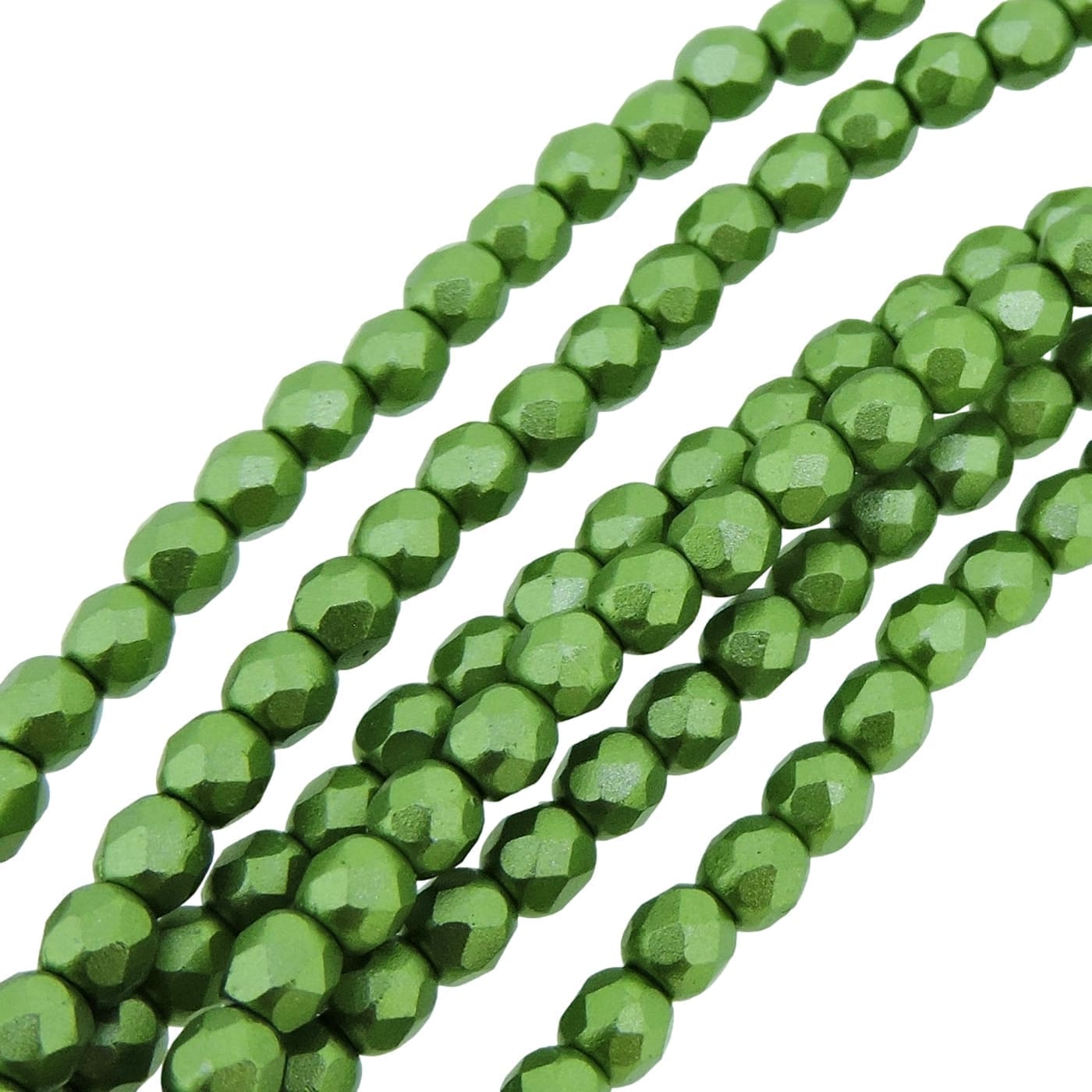 Fire Polished Faceted 3mm Round Beads 50pcs – Pastel Olivine