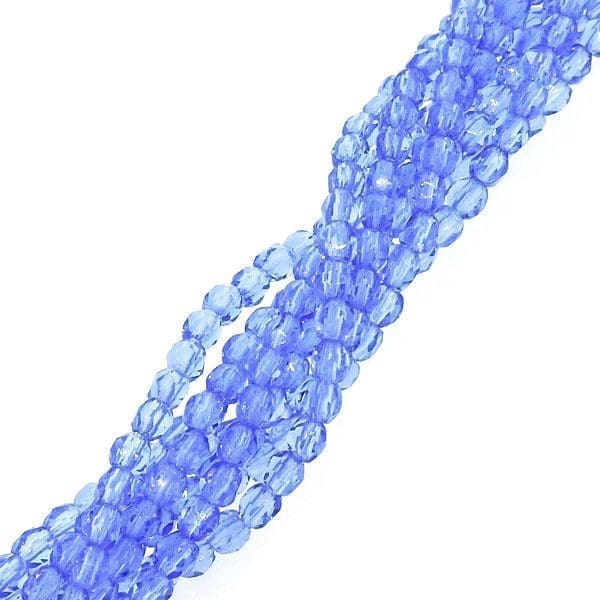 Fire Polished Faceted 3mm Round Beads 50pcs – Sapphire