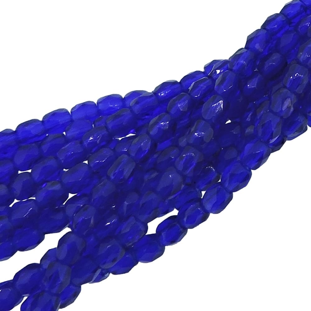 Fire Polished Faceted 3mm Round Beads 50pcs – Cobalt