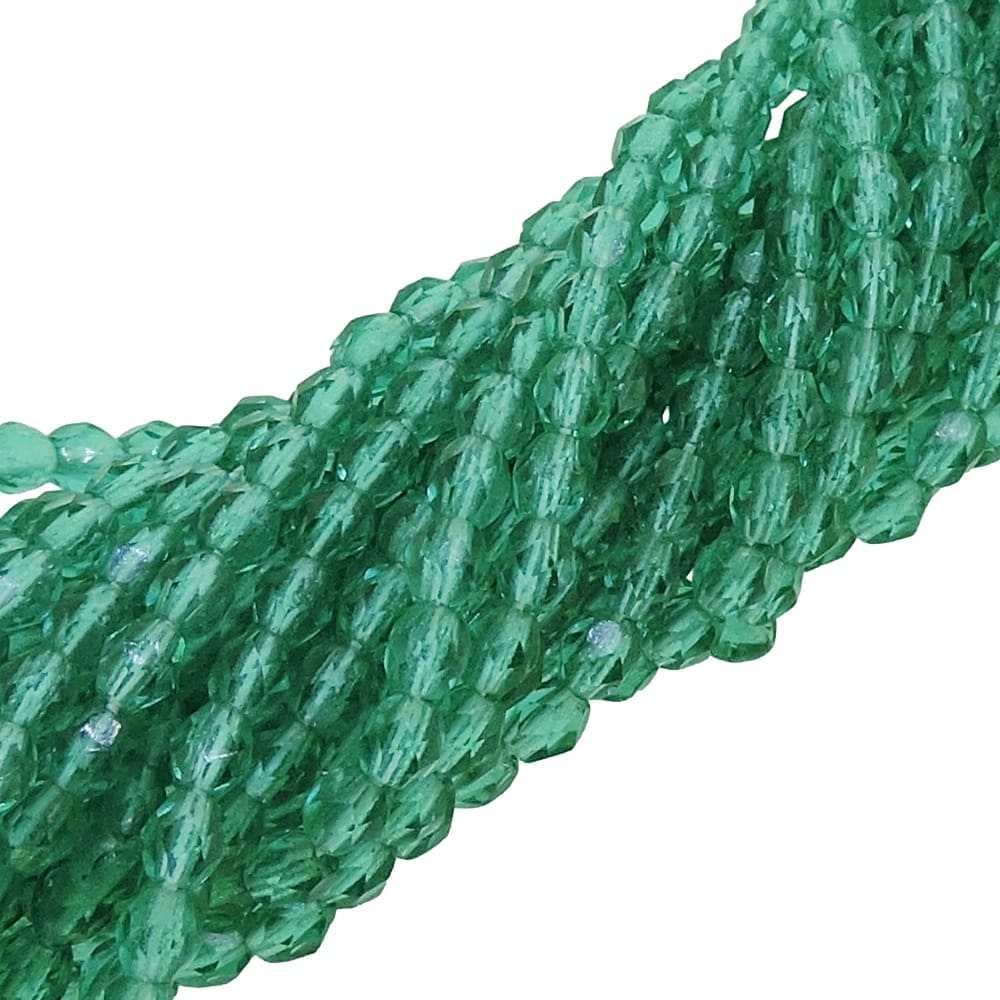 Fire Polished Faceted 3mm Round Beads 50pcs – Emerald Green