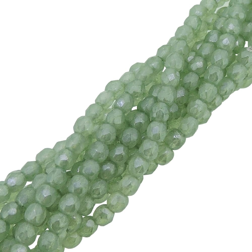 Fire Polished Faceted 3mm Round Beads 50pcs – Luster Stone Green