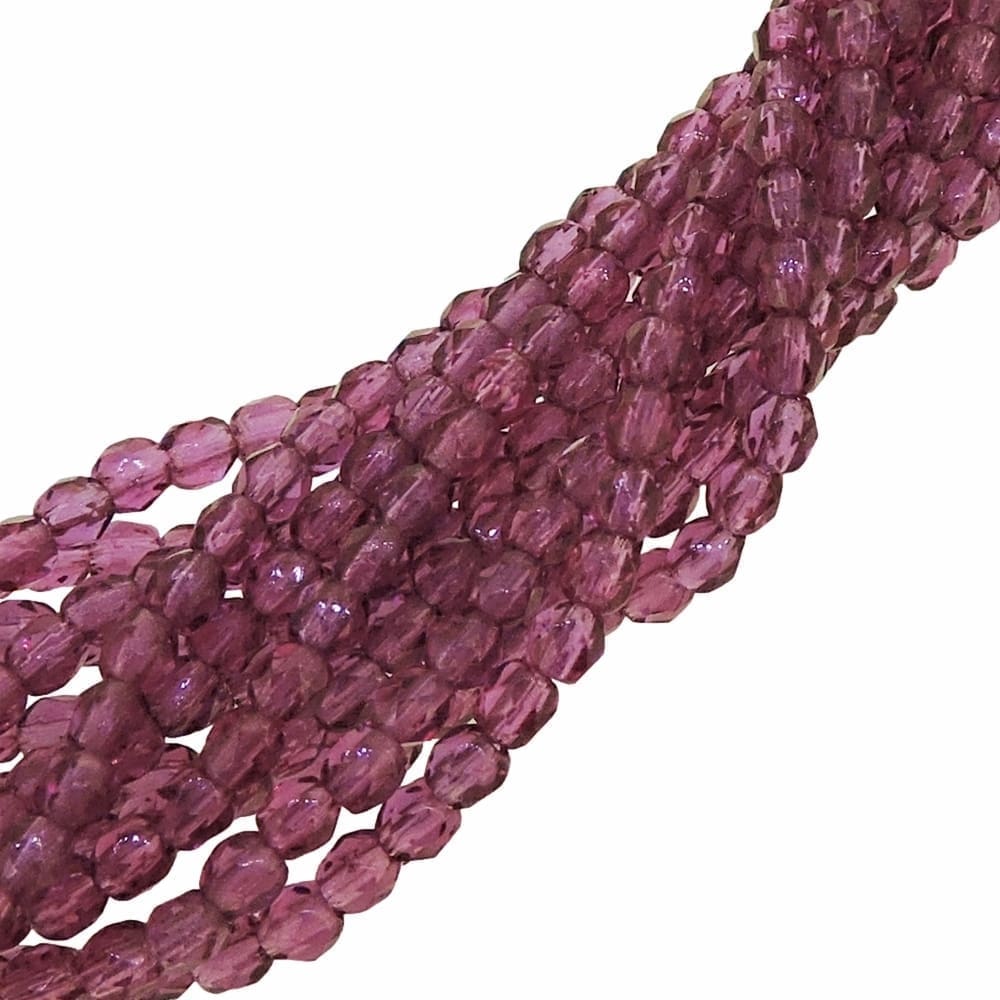 Fire Polished Faceted 3mm Round Beads 50pcs – Fuchsia