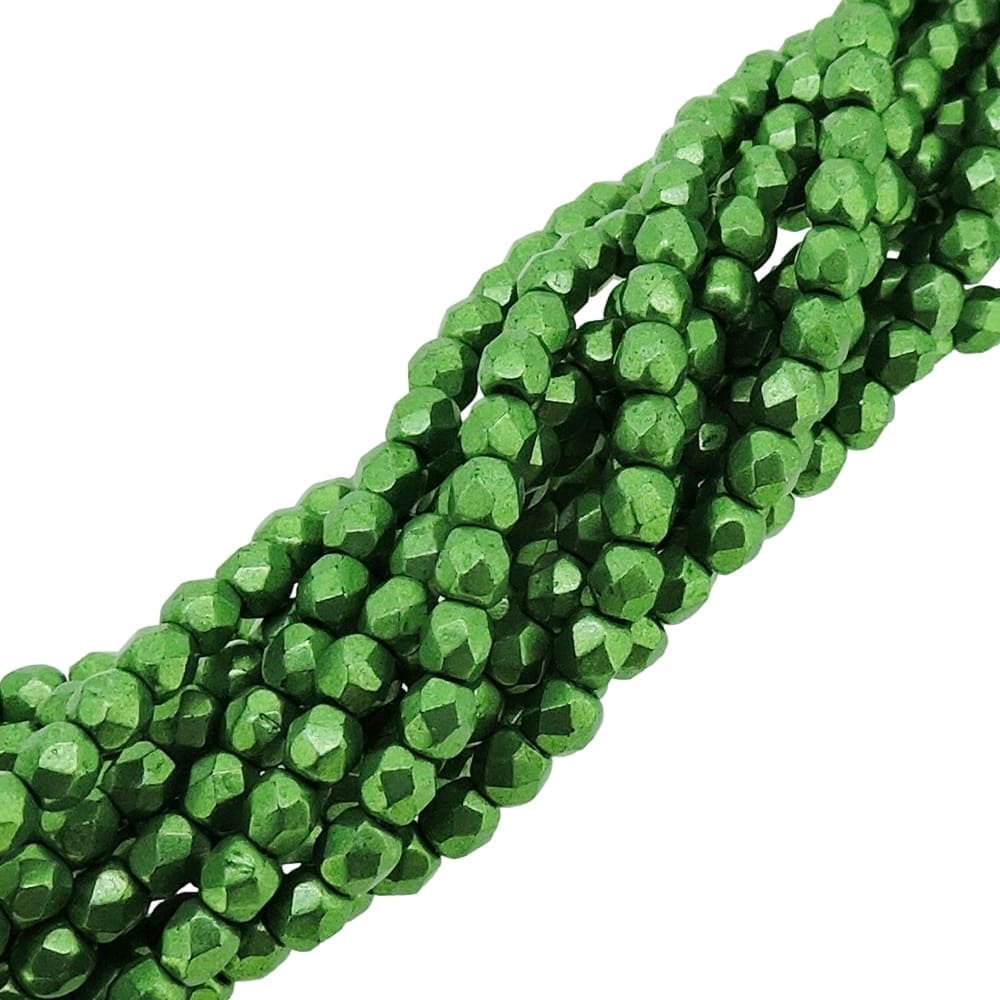 Fire Polished Faceted 3mm Round Beads 50pcs – Saturated Metallic Kale