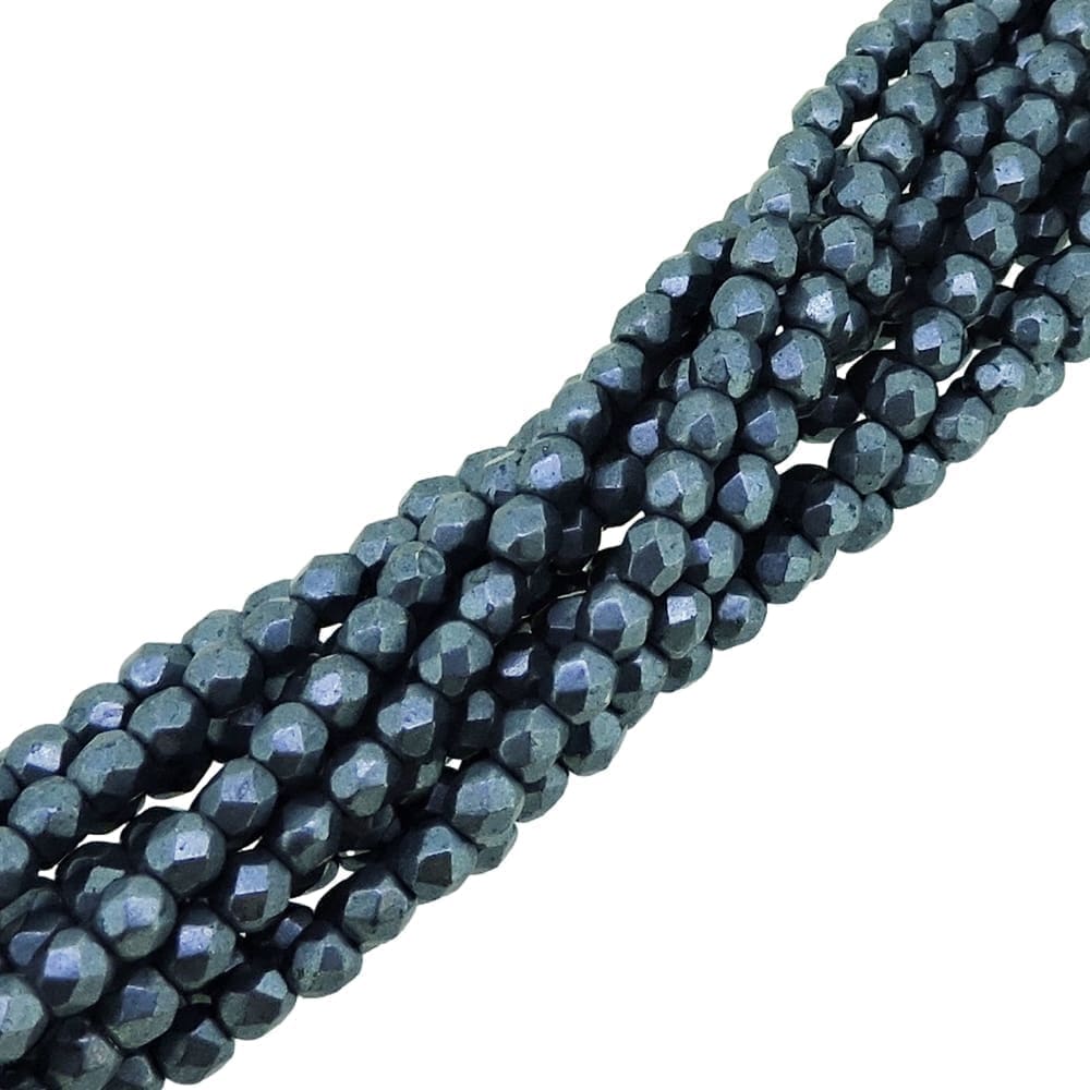 Fire Polished Faceted 3mm Round Beads 50pcs – Saturated Metallic Niagara