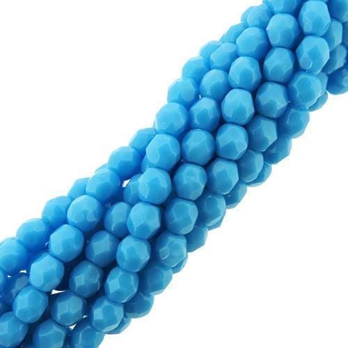 Fire Polished Faceted 4mm Round Beads 100pcs – Opaque Blue Turq