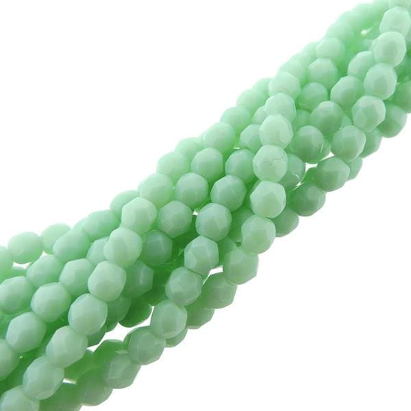 Fire Polished Faceted 4mm Round Beads 100pcs – Opaque Pale Jade