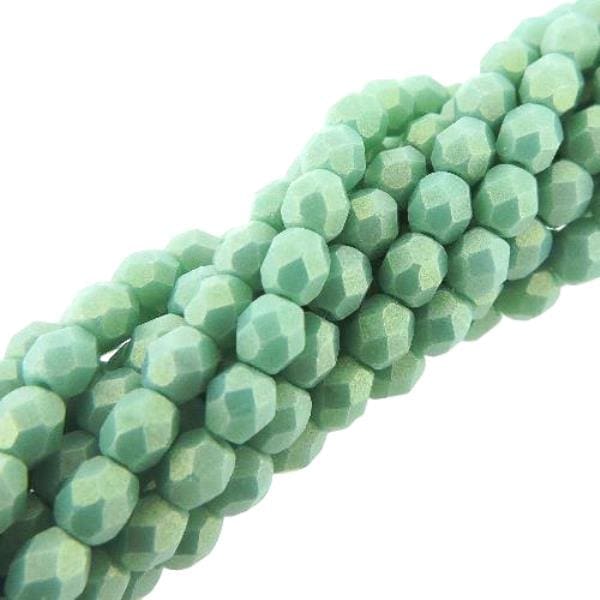 Fire Polished Faceted 4mm Round Beads 100pcs – Sueded Gold Turquoise