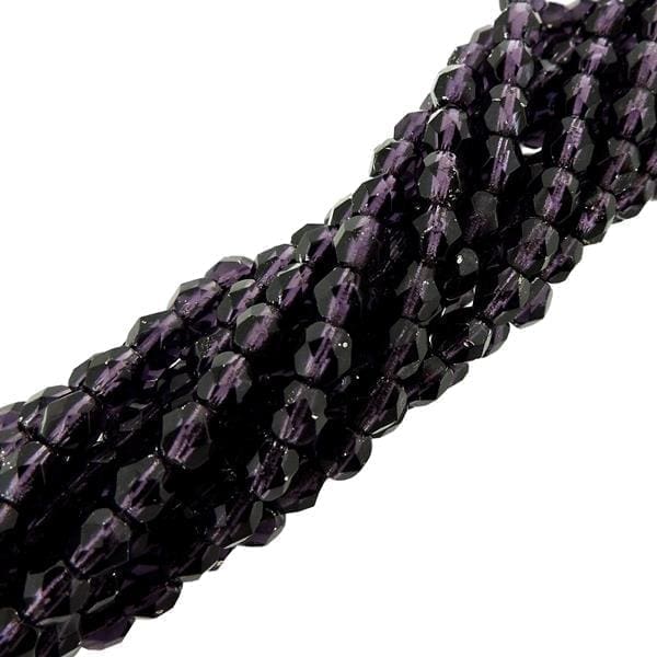 Fire Polished Faceted 4mm Round Beads 100pcs – Silver-Lined Tanzanite