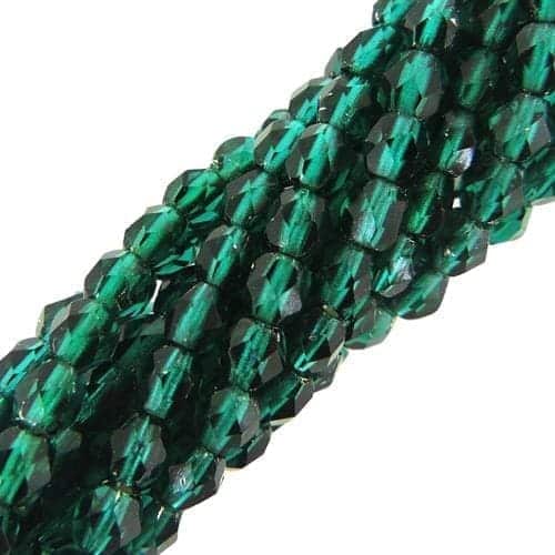 Fire Polished Faceted 4mm Round Beads 100pcs – Silver-Lined Viridian
