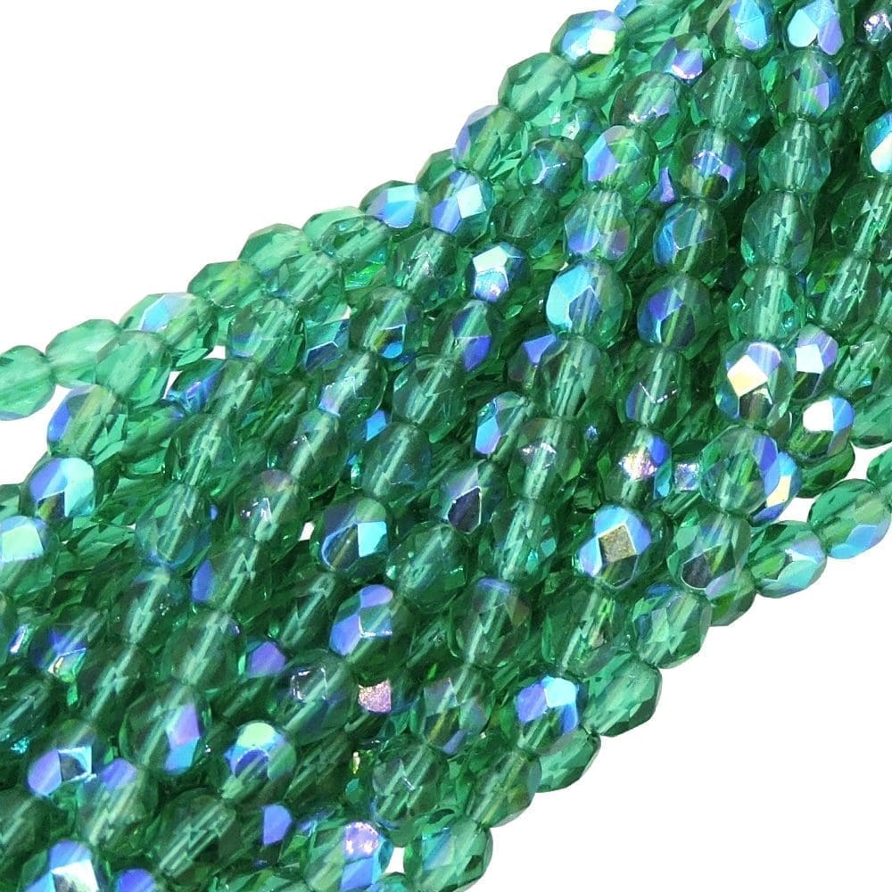 Fire Polished Faceted 4mm Round Beads 100pcs – Blue Zircon AB