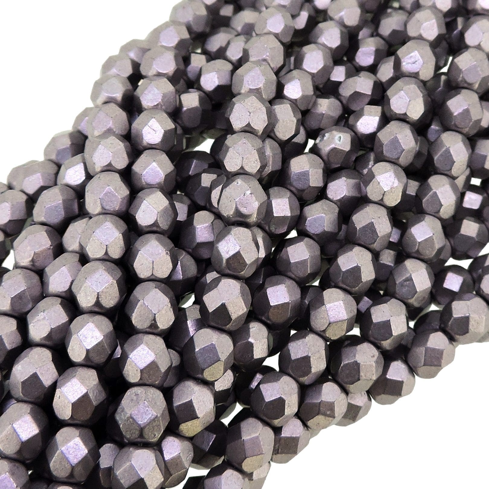 Fire Polished Faceted 6mm Round Beads 6″str – Saturated Metallic Almost Mauve