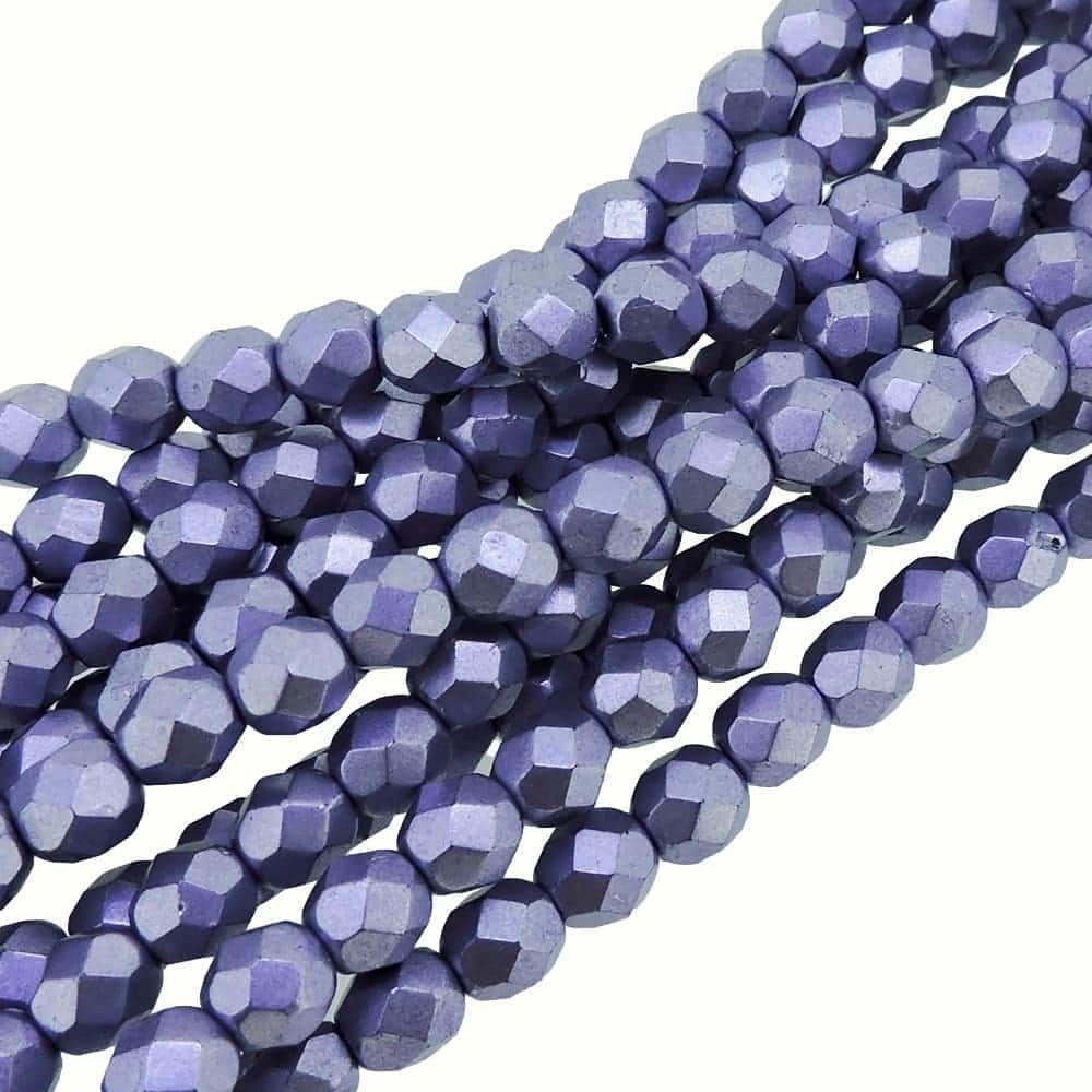 Fire Polished Faceted 6mm Round Beads 6 Inch Strand – Saturated Metallic Crocus