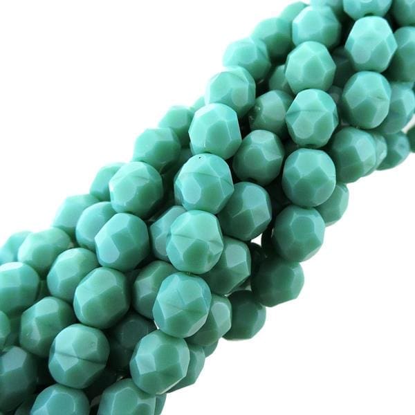Fire Polished Faceted 6mm Round Beads 6″str – Opaque Turquoise