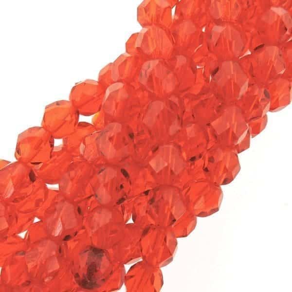 Fire Polished Faceted 6mm Round Beads 6″str – Hyacinth Orange