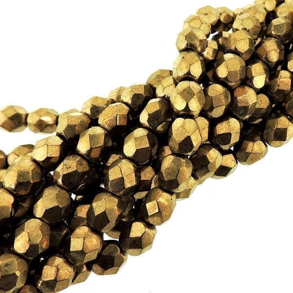 Fire Polished Faceted 6mm Round Beads 6″str – Bronze