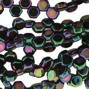 Honeycomb Beads 2-Hole Glass 6mm 30pcs Purple Iris