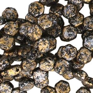 Honeycomb Beads 2-Hole Glass 6mm 30pcs Tweedy Gold