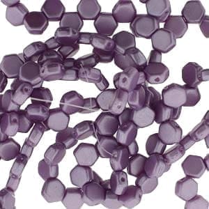 Honeycomb Beads 2-Hole Glass 6mm 30pcs Pastel Lilac