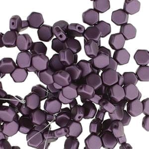 Czech Glass Honeycomb Beads 2-Hole 6mm 30 Pcs Pastel Bordeux