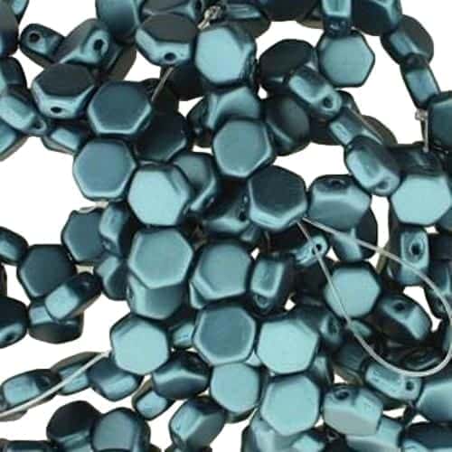 Czech Glass Honeycomb Beads 2-Hole 6mm 30 Pcs Pastel Petrol