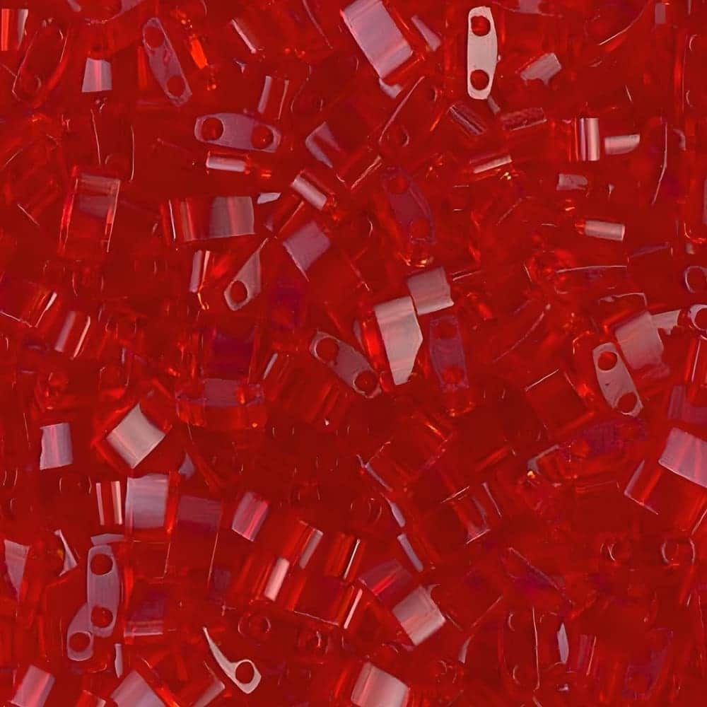 Miyuki Half Tila Beads 2.3 x 5mm 7.8GM Transparent Red