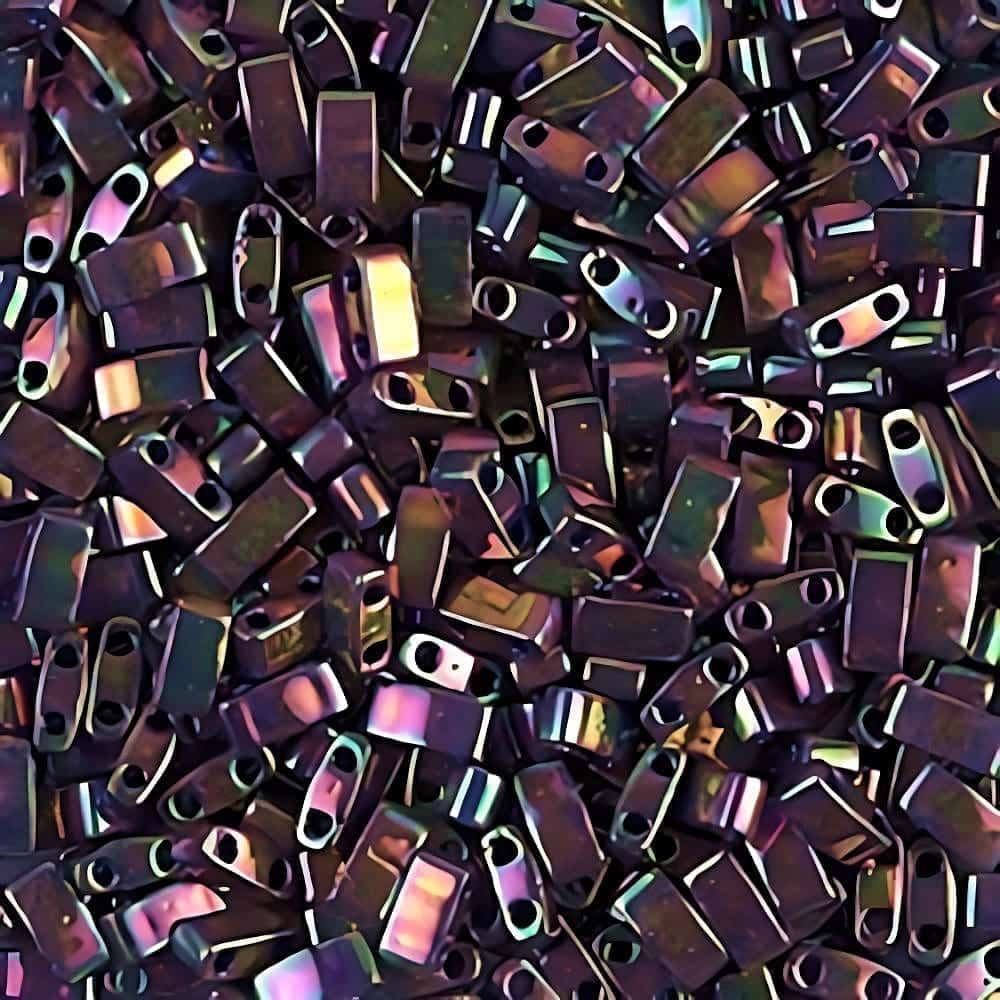 Miyuki Half Tila Beads 2.3 x 5mm 7.8GM Plum Gold Luster