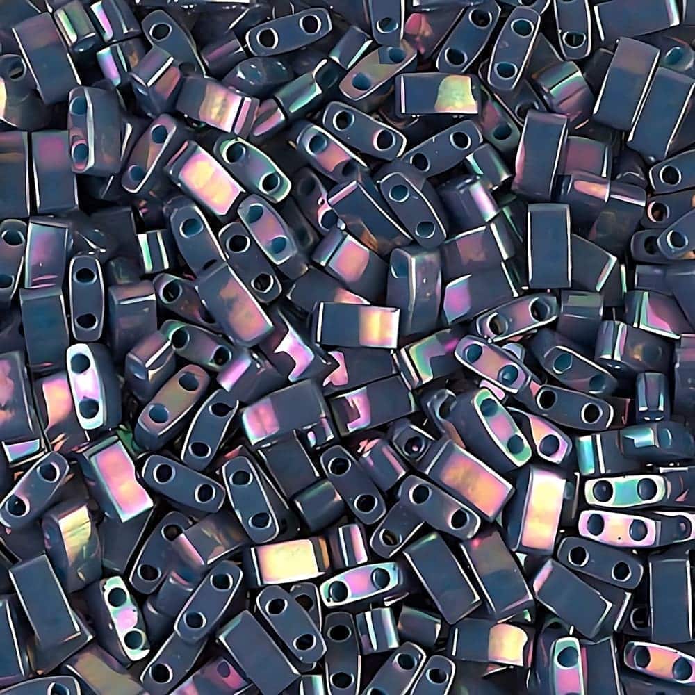 Miyuki Half Tila Beads 2.3 x 5mm 7.8GM Purple Gray Rainbow Luster