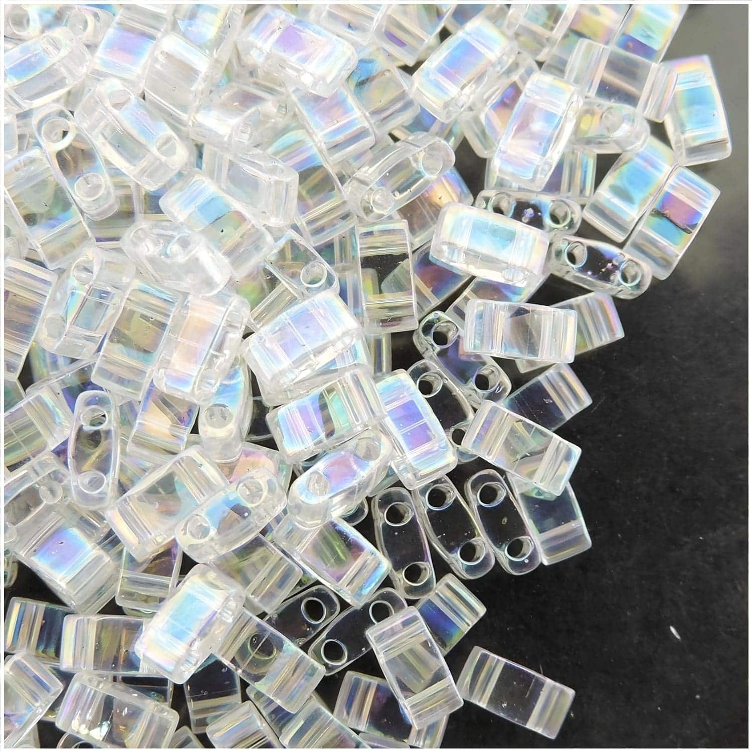 Miyuki Half Tila Beads 2.3 x 5mm 7.8GM Crystal AB