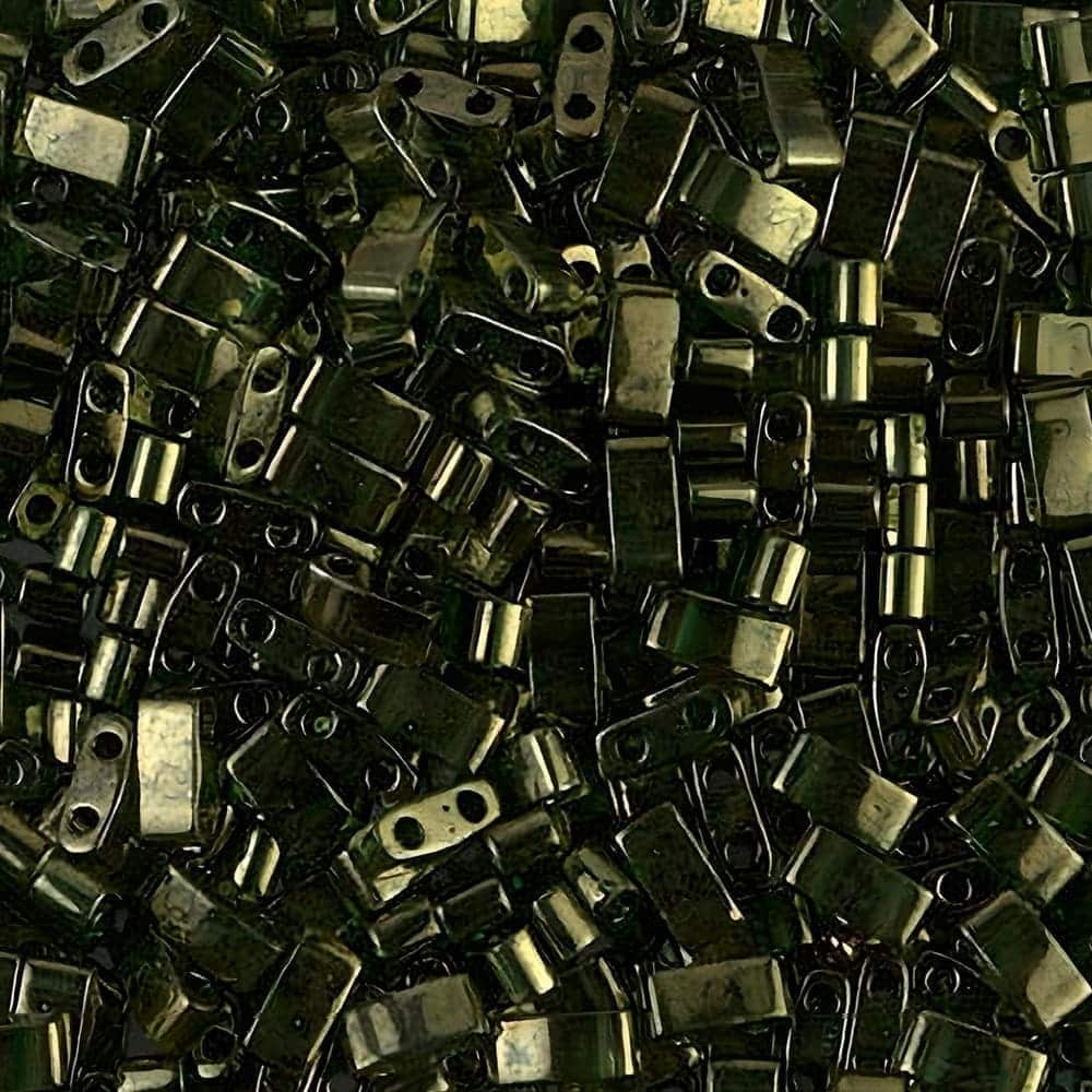 Miyuki Half Tila Beads 2.3 x 5mm 7.8GM Olive Gold Luster