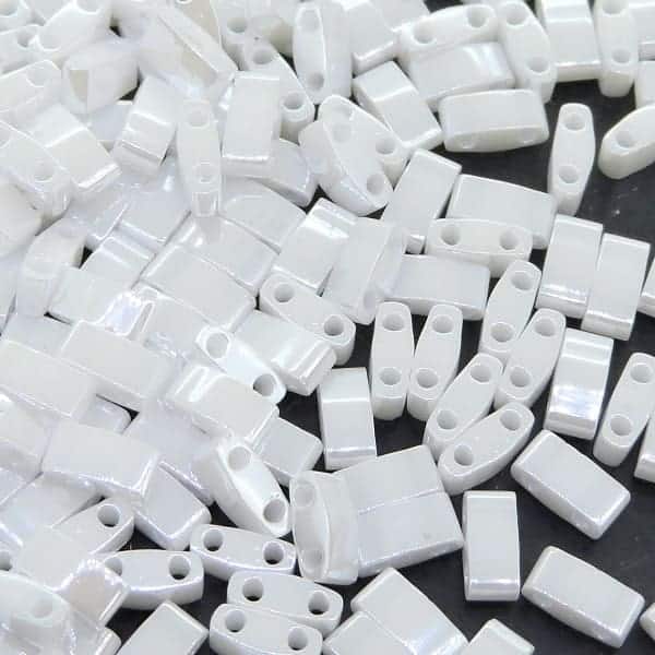 Miyuki Half Tila Beads 2.3 x 5mm 7.8GM White Pearl