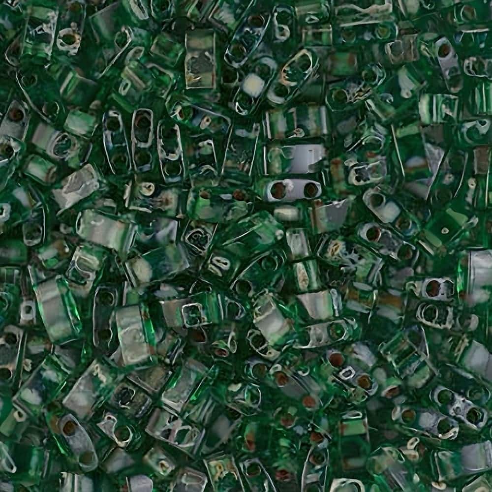 Miyuki Half Tila Beads 2.3 x 5mm 7.8GM Transparent Green Picasso