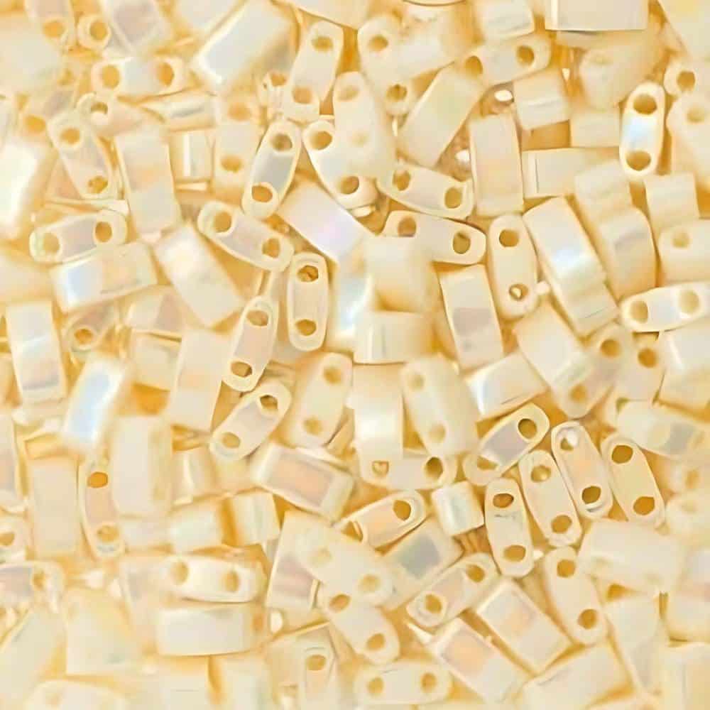 Miyuki Half Tila Beads 2.3 x 5mm 7.8GM Ivory Pearl Ceylon AB