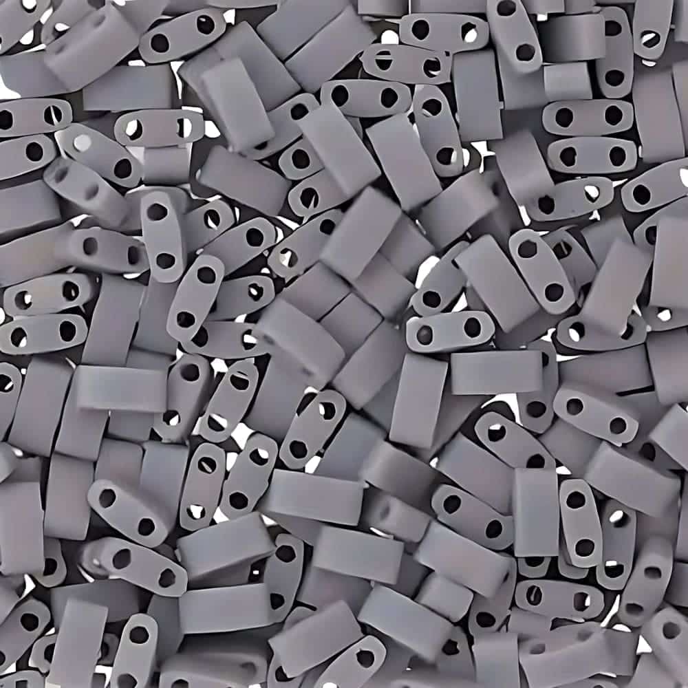 Miyuki Half Tila Beads 2.3 x 5mm 7.8GM Matte Opaque Gray AB
