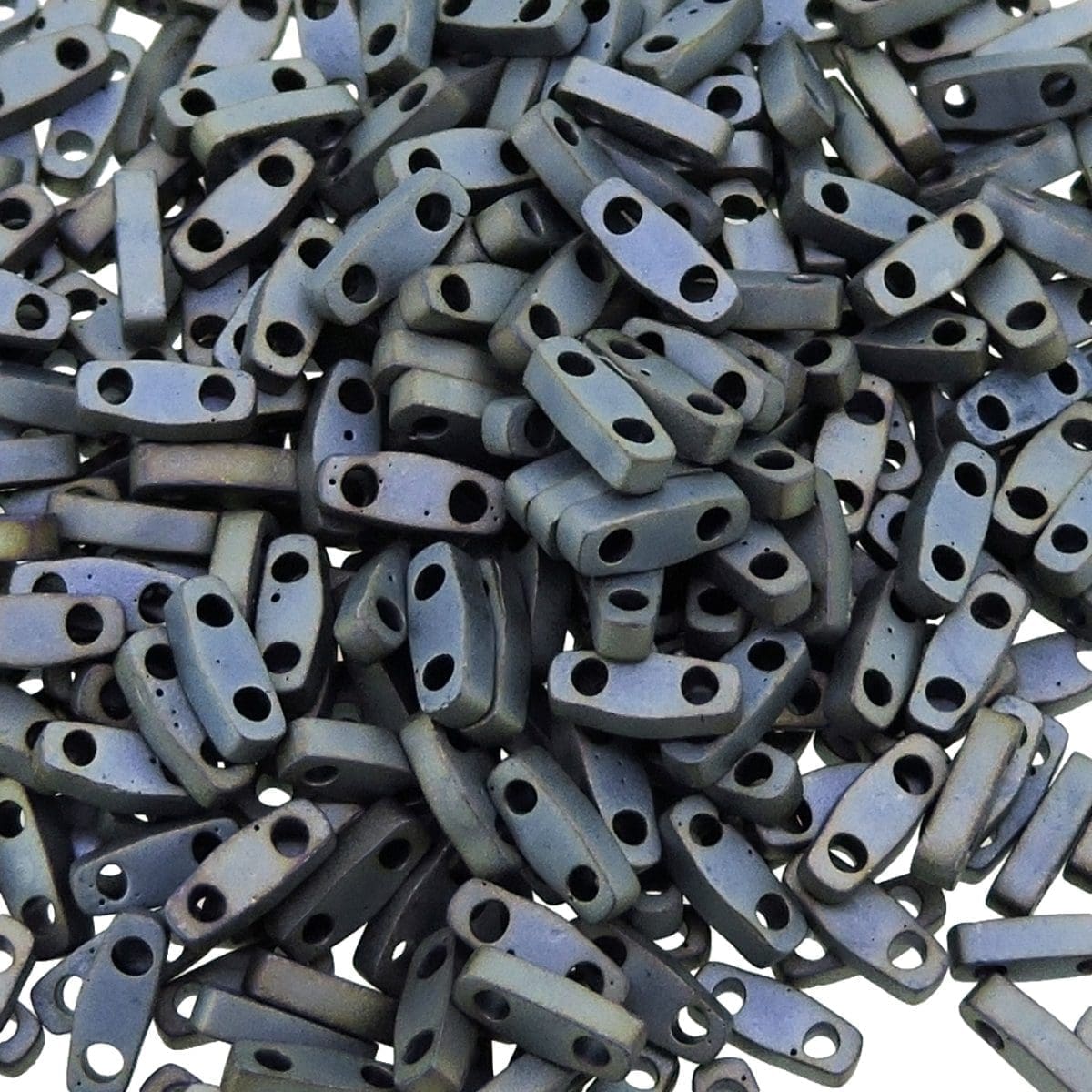 Miyuki Quarter Tila Beads 2-Hole 5×1.5mm Matte Metallic Silver-Gray