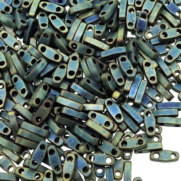 Miyuki Quarter Tila Beads 2-Hole 5×1.5mm Matte Metallic Patina Iris