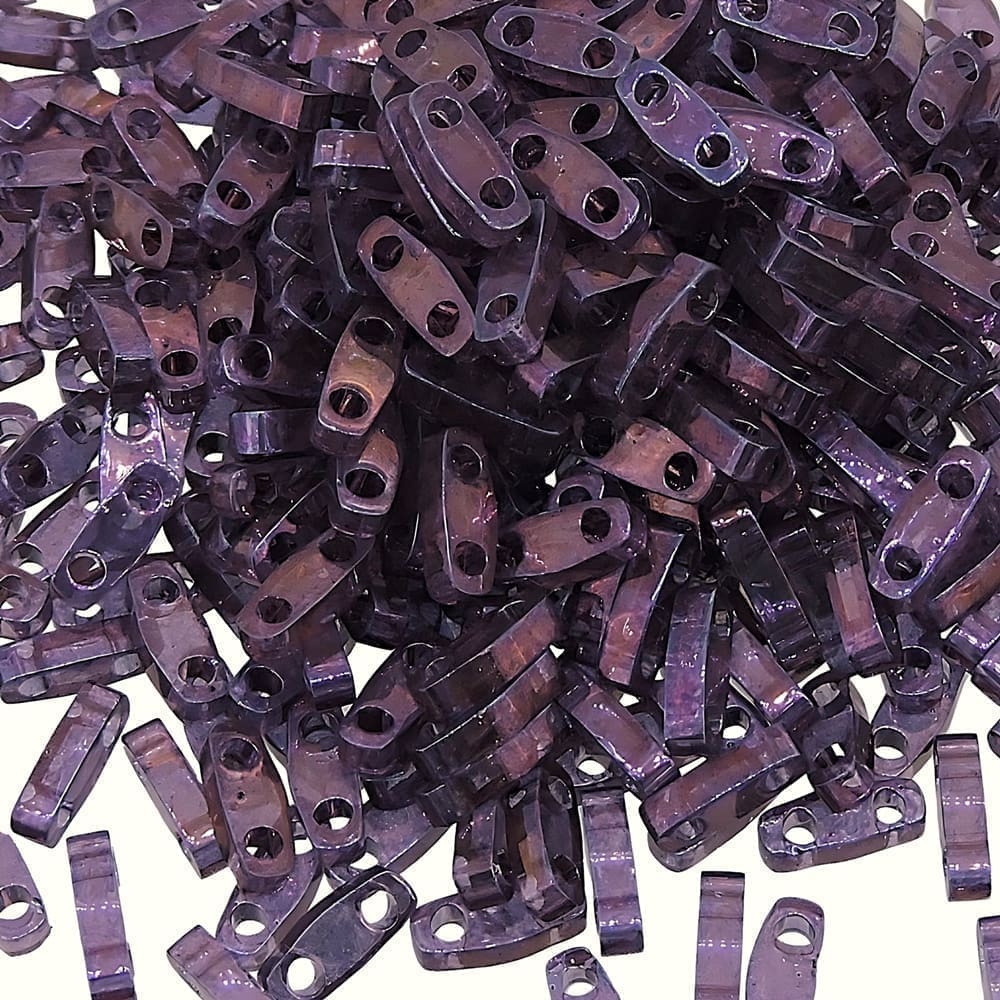 Miyuki Quarter Tila Beads 2-Hole 5×1.5mm Light Amethyst Gold Luster 7.2GM