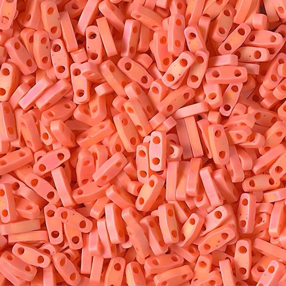 Miyuki Quarter Tila Beads 2-Hole 5×1.5mm Matte Opaque Orange AB