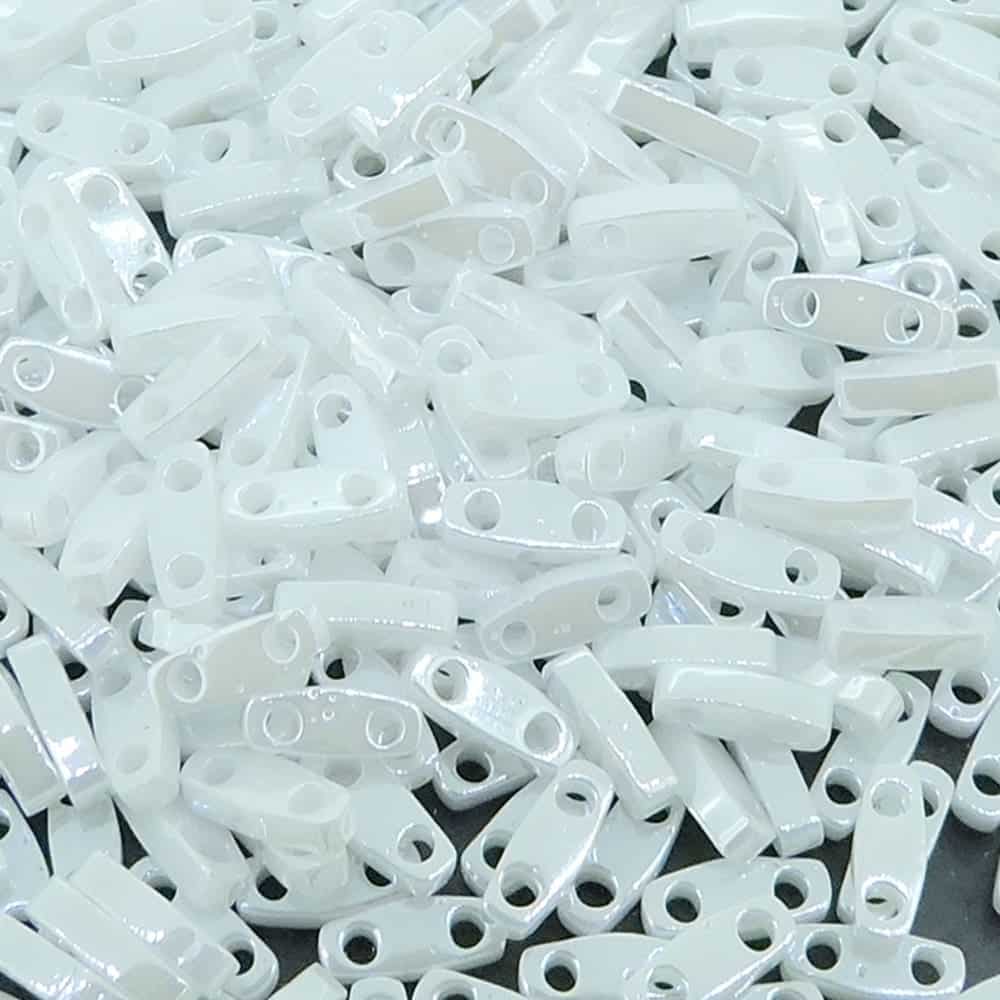 Miyuki Quarter Tila Beads 2-Hole 5×1.5mm Opaque White Luster 7.2GM