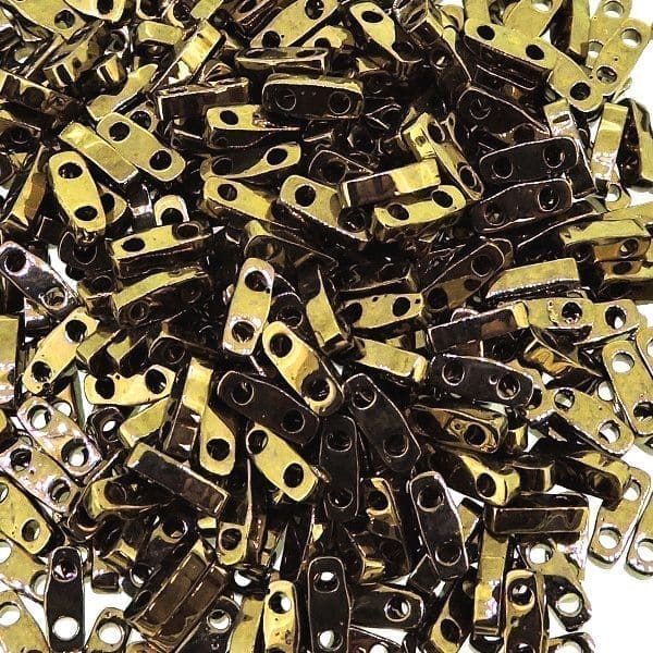Miyuki Quarter Tila Beads 2-Hole 5×1.5mm Metallic Bronze 7.2GM