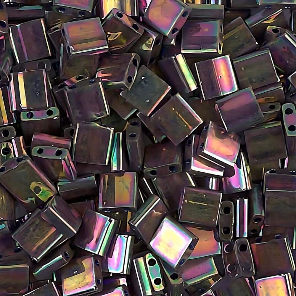 Miyuki Tila Beads 5mm 2-hole Square Bronze Metallic Iris Luster 7.2GM TL1893