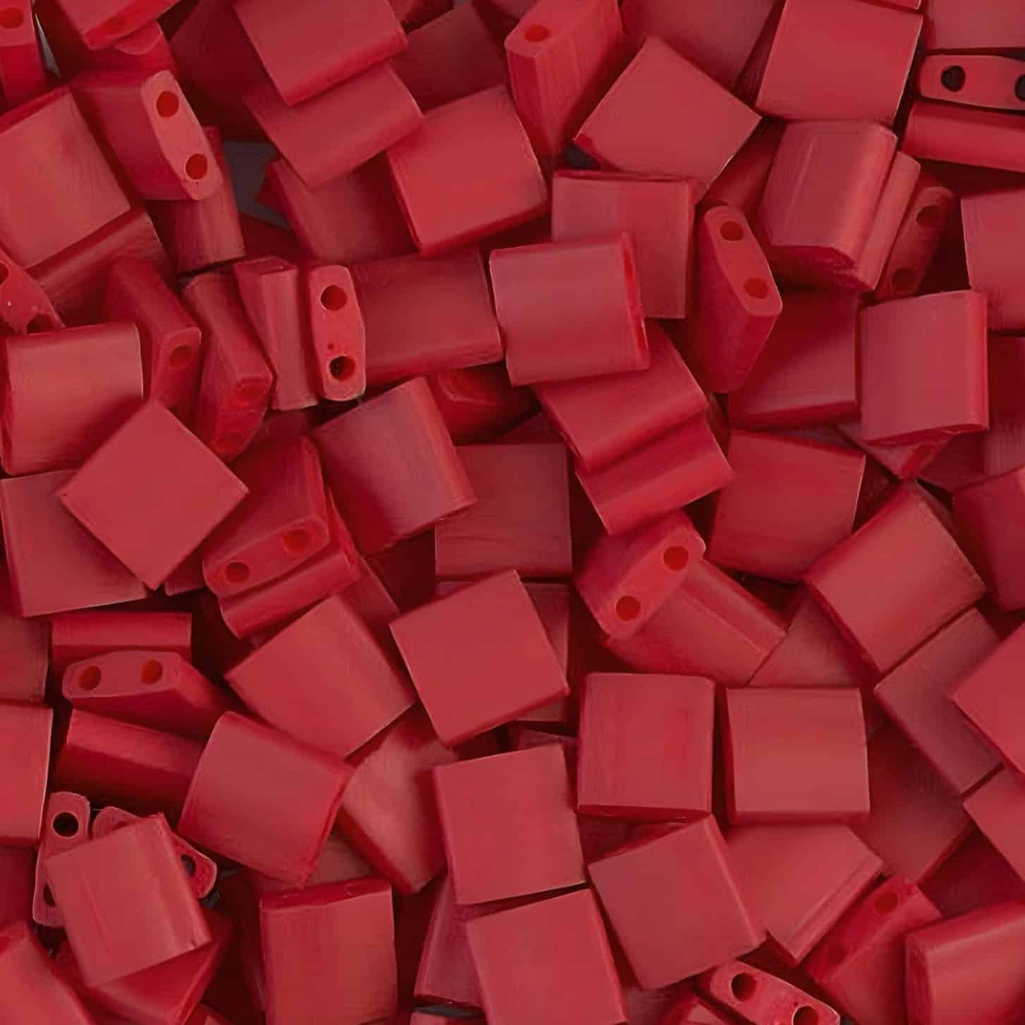 Miyuki Tila Beads 5mm 2-hole Square Matte Metallic Dark Maroon 7.2GM